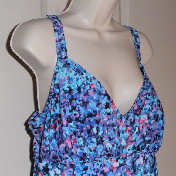 BAL Harbour Swim Blue Floral Tiered One Piece Swimsuit – Size 18 - Picture 2 of 6
